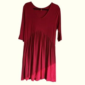 🌸 3/$25 Bellamie Maroon V-Neck 3/4 Sleeve Swing Dress with Pockets Size‎ Large